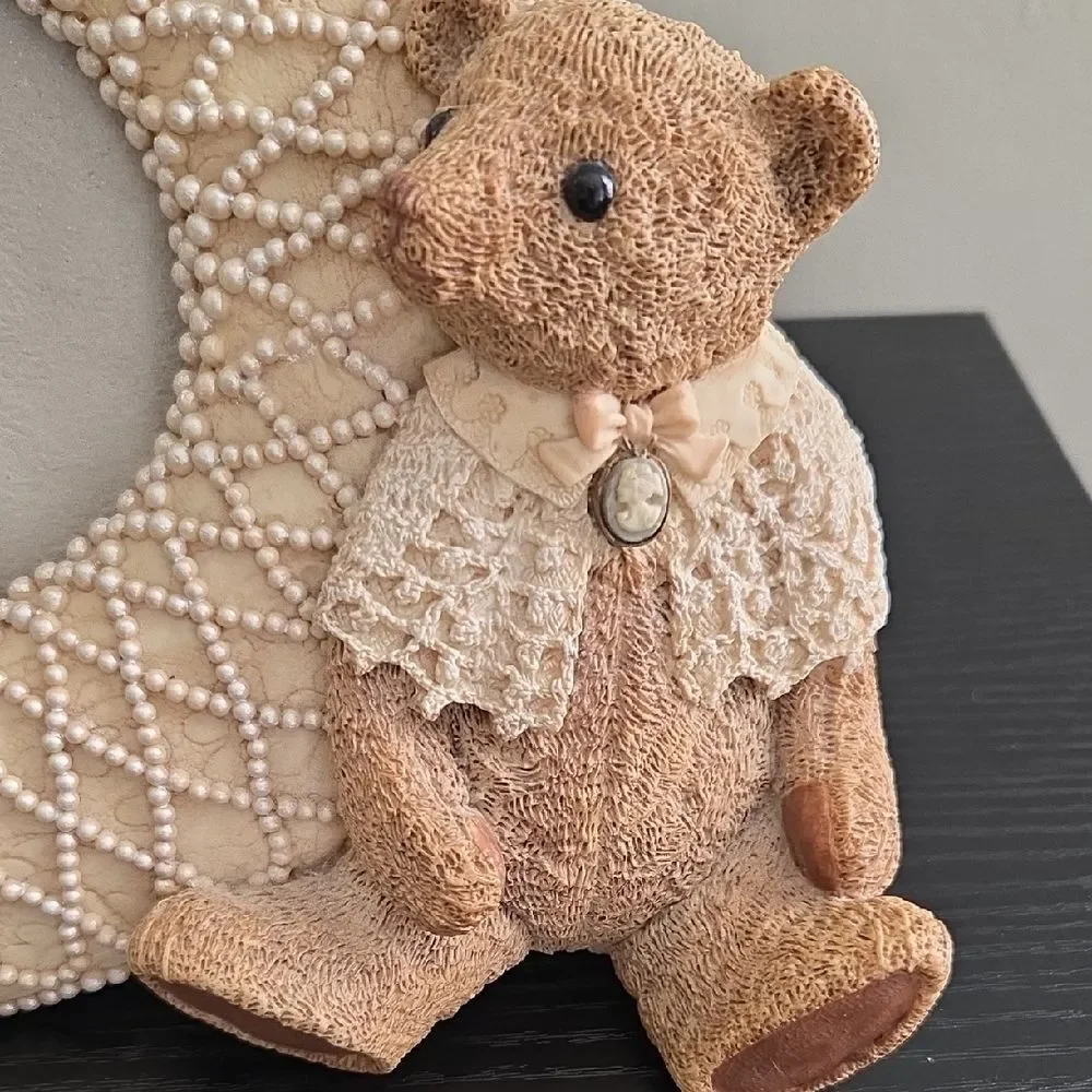 Vintage Style Lace Photo Frame with Teddy Bear